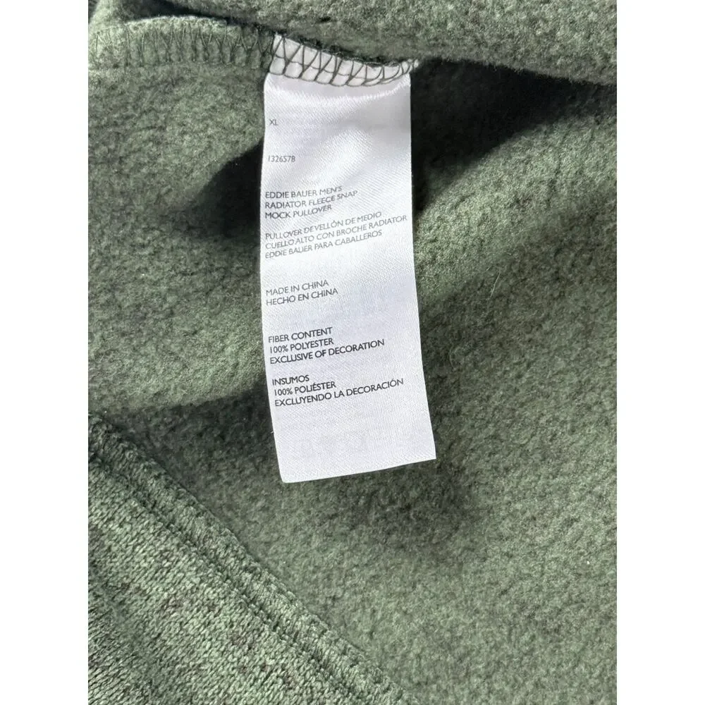 Eddie Bauer Radiator Fleece Sweater Mens XL Green T Snap Pullover Outdoor - Picture 5 of 7